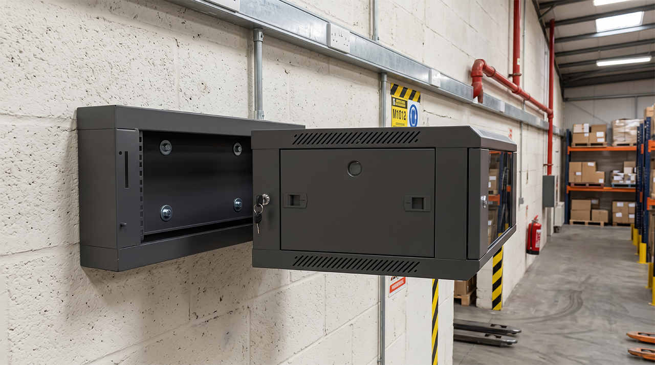 Pro2 hinged wall mount cabinet, open on wall