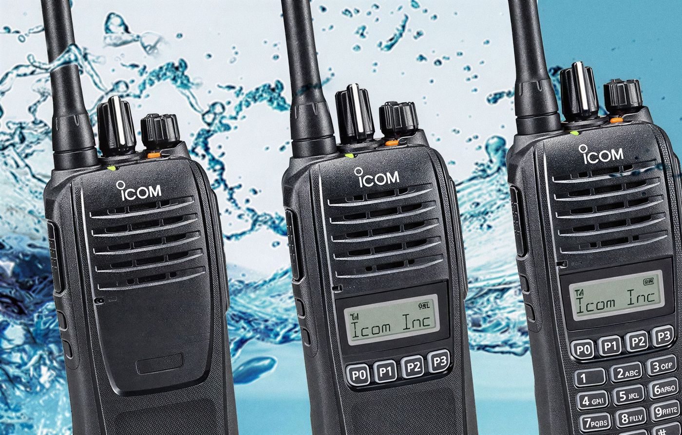 iCOM IDAS F1100D and F2100D radios splashed with water
