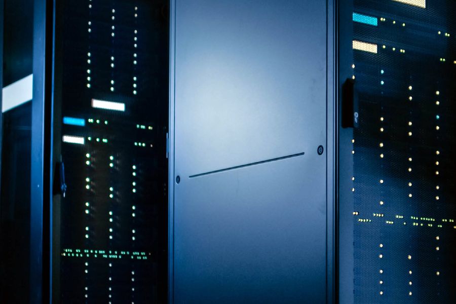 A row of server racks in a data room