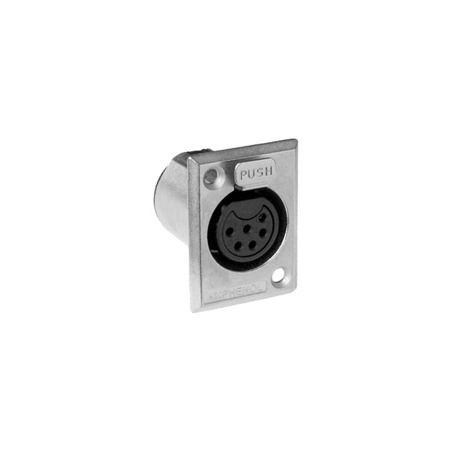 AMPHENOL PD5385 6 PIN PANEL XLR SOCKET METAL RECTANGULAR - Radio Parts